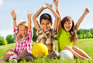 Children raising arms
